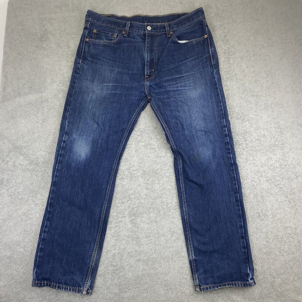Levi's 505 Straight Fit‎ Jeans Mens 38x32 (Fits 38x31) Medium Denim Blue